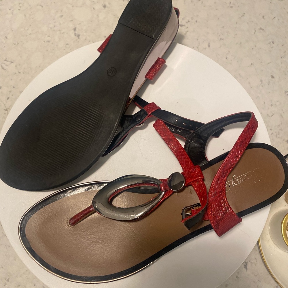 Red snake / silver elevated sandals - Picture 5 of 5